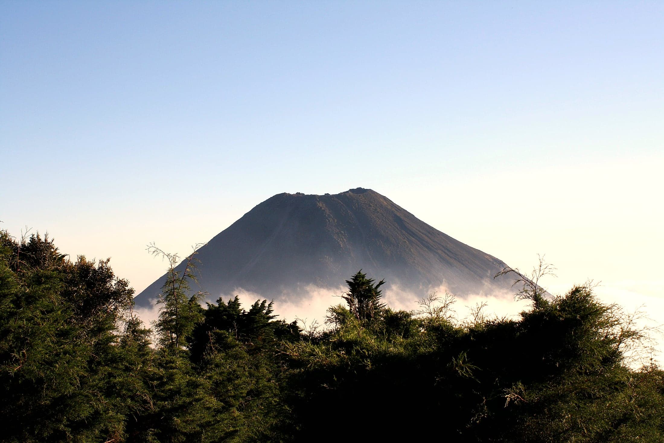 The Izalco volcano at dawn